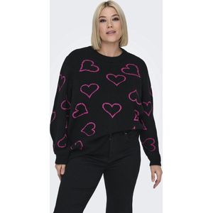 ONLY CARMAKOMA - CARHAPPIE LS HEART O-NECK KNT - Dames - Gebreide truien