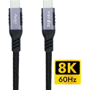 NÖRDIC USB4-201 USB-C naar USB-C - USB4 - 40Gbps data - 8K video - PD 100W - Thunderbolt 3 - 2m - Zwart