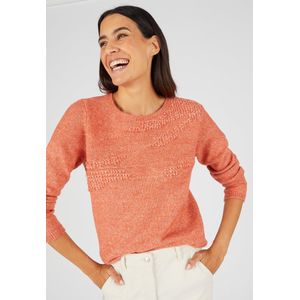 Damart - Trui in bouclette-breis met reliëf - Dames - Roze - XXL