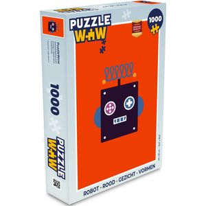 Puzzel Robot - Rood - Gezicht - Vormen - Jongens - Kids - Legpuzzel - Puzzel 1000 stukjes volwassenen