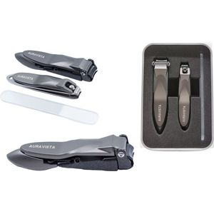 Auravista® 3-Delige RVS Nagelknipperset – Ergonomisch & Extra Sterk – Met Opvangbakje & Nano Glasvijl – Voor Dikke Teennagels & Precieze Manicure – Premium Pedicure Set