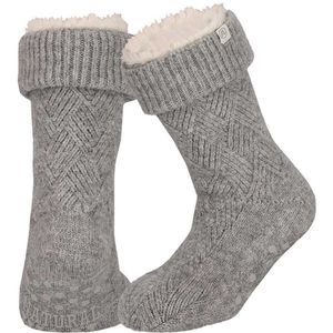 Apollo Huissloffen - dames - schapenwol - slofsokken - grijs - fleece gevoerd 35-38