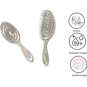 Cabantis® Antiklit Krullen Borstel - Hoofdmassage - Haarborstel - Detangler - Beige