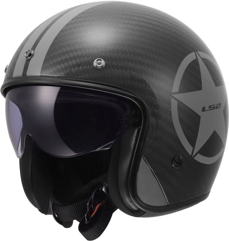 LS2 - OF601 Bob II - Jethelm - Glans Zwart Grijs - Carbon