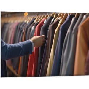 Vlag - Man - Kleding - Shoppen - Jasjes - 80x60 cm Foto op Polyester Vlag