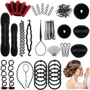 Haarspelden - Haaraccessoires - Hoofdbanden - Haarstylingset voor meisjes - Geschikt voor haarstyling - Haaraccessoires voor meisjes - Sponge Bun Maker - Haarstylingaccessoireset - Vlechtgereedschap - Zwart