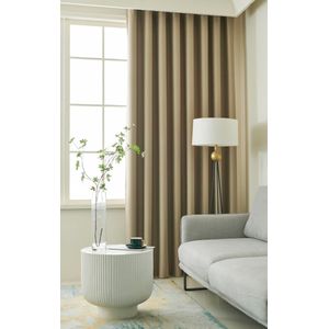 Maroyathome – RUBEN basisserie – gordijn met ringen – semi-verduisterend – kant-en-klaar – 300 x 270 cm (b x h) – lichttaupe