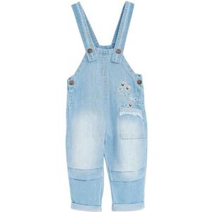 Jeans tuinbroek voor kinderen - maat 74, 9-12 maanden - 100% katoen - overall voor jongens en meisjes - lichtblauw