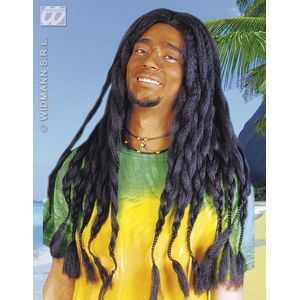 Widmann - Bob Marley & Reggae & Rasta Kostuum - Pruik, Rasta - Zwart - Carnavalskleding - Verkleedkleding