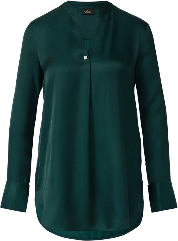 Blouse - Satijnen - V-hals - Opstaande Kraag