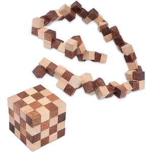 Logoplay Slangenkubus 4x4 - 6x6x6cm - 3D Puzzel van Hout
