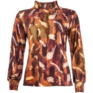 NED Blouse Smock Ls Tr Colored Wipe Waves T 25w1 Fb024 01 903 Colored Dames Maat - XXL