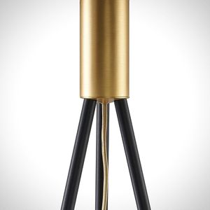 Lucande - vloerlamp - 3 lichts - metaal - H: 140 cm - E27 - zwart, messing geborsteld
