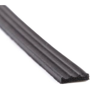 Tochtstrips | E-profiel | Zelfklevend | Zwart | BxH=8x2mm | Per rol (225 meter) - Tochtbanden - Energiebesparing