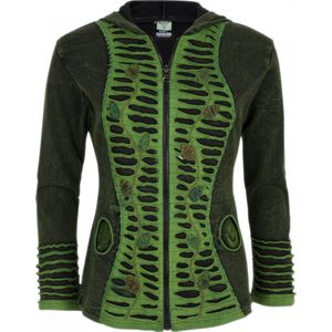 Dames Vest van Katoen met Polyester Fleece voering en vaste capuchon - SHAKALOHA - W Monzz Green XXL