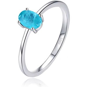 Elenza Sterling .925 Zilveren Ring met Ovale Blauwe Steen-17mm