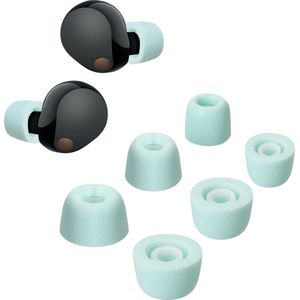 kwmobile 6x cover voor oordopjes - geschikt voor Sony WF-1000XM5 - Van memory foam in lichtblauw - Maat S, M en L