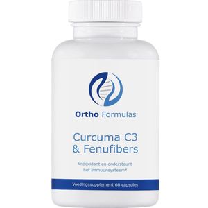 Curcuma C3 & Fenufibers - 400 mg - 60 capsules - spijsvertering - immuunsysteem - stimulatie eetlust - lever - gal - hart - bloedsomloop - gewrichten - botten - huid - vegan