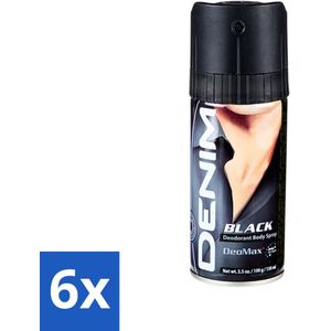 Denim - Deodorant Aerosol - Black Geur - Voor Mannen - 150 ml - Voordeelverpakking - 6 stuks