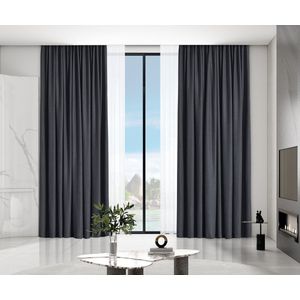Maroyathome - VINCENT premium 100& verduisterend serie - gordijn met plooiband - 100% verduisterend - kant-en-klaar - 150 x 250 cm (b x h) - zwart