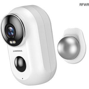 RFWR® Draadloze oplaadbare wifi-camera met 1080p video en nachtzicht voor binnen en buiten