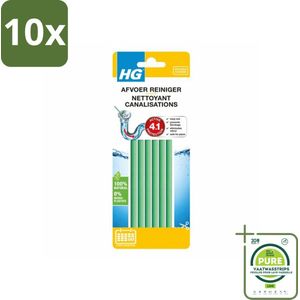 10 x HG Afvoerreiniger Sticks 6 stuks per verpakking - Grootverpakking - Afvoerreiniger - Gootsteenreiniger - Ontstopper - Afvoerontstopper - Keukenreiniger