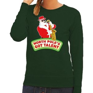 Foute kersttrui / sweater dames - groen - North Poles Got Talent M