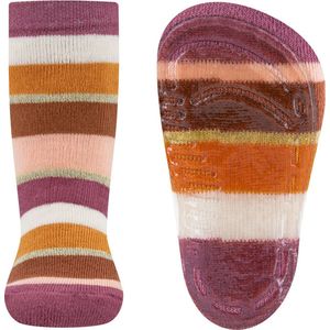 Ewers Antislipsok - Gestreept & Goudkleurig Lurex - Oudroze/Perzik/Bruin/Oranje/Ecru - Siliconenzool-29/30