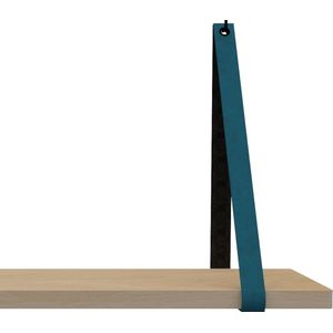 Leren Plankdragers - Handles and more® - 100% leer - PETROL - set van 2 leren plank banden