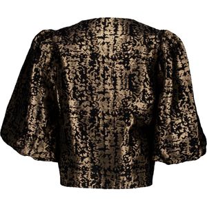 Freebird - Top - Goud - Driekwart Mouwen - Pofmouwen - Ronde Hals