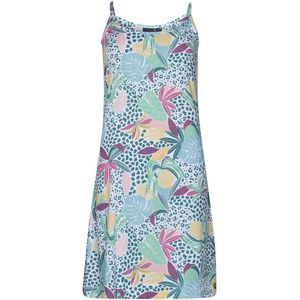 Rebelle Jurk Tropical Jungle - Viscose - Wit/Multi - Spaghetti bandjes - Maat 40