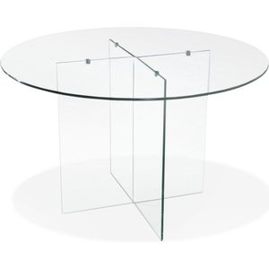 Alterego Ronde design glazen eetkamertafel 'BOBBY TABLE ROUND' - Ø 120 cm