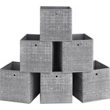 SONGMICS - RFB033G01 - Opbergdoos - Grijs Gemêleerd - Set van 6 Stuks - 33 x 33 x 33 cm