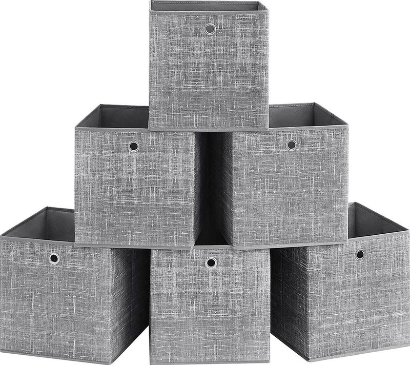 SONGMICS - RFB033G01 - Opbergdoos - Grijs Gemêleerd - Set van 6 Stuks - 33 x 33 x 33 cm