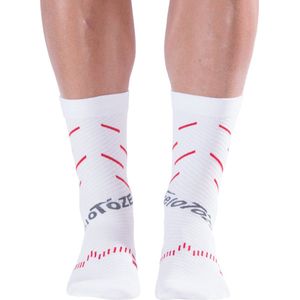 veloToze Cycling Sock - Active Compression White/Red - Small/Medium - Sokken
