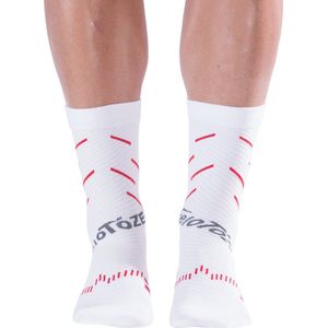 veloToze Cycling Sock - Active Compression White/Red - Small/Medium - Sokken