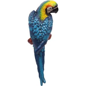 Gietijzeren beeld - Blauwe papegaai - Dieren sculptuur - 35,5 cm hoog