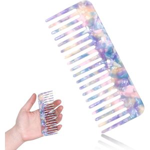 Thelau - Krultang, antistatische tandkam, kapperskam en haarborstel set - Paars, voor dames en heren met krullen en lang haar