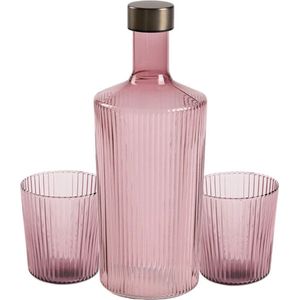 Paveau Broome Ribbed Elegance Geschenkset - Waterglazen & Waterkaraf - Duurzaam Borosilicaatglas - Set van 2 Glazen