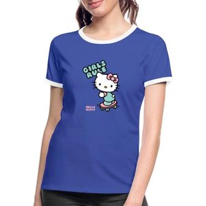 Hello Kitty Op Een Skateboard Met Girls Rules Vrouwen Contrast Shirt