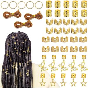 Brenzoos: Gouden haaraccessoires voor vlechten en dreadlocks - 48 stuks - met hangers - verstelbare manchetten - Haaraccessoire