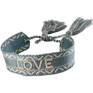 Geweven Armband - LOVE - Turquoise/Goud - Dames - Lieve Jewels