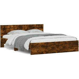 vidaXL - Bedframe - met - hoofdeinde - gerookt - eikenkleurig - 140x190 - cm