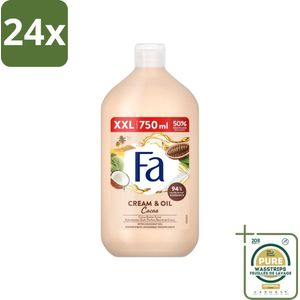 Fa - Cream & Oil Cacao - Bad- & Douchegel - Cacaoboter Met Kokosolie - 750 ml - Voordeelverpakking - 24 stuks - Cacaoboter - Kokosolie