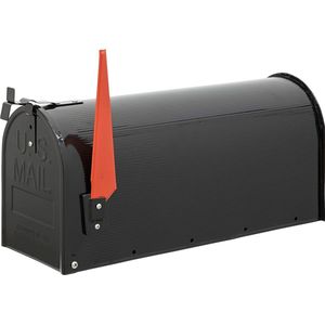 brievenbus van verzinkt staal, klassieker met rode vlag, brievenbus voor buiten, maat L (tijdschriften C4-enveloppen) zwart