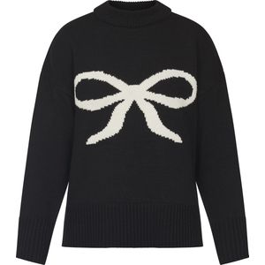 SISTERS POINT Miba-bow - Dames Trui - Black/cream - Maat S
