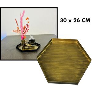 HomeBerg Gouden Metalen Dienblad - Geometrische - Woondecoratie - Decoratieve Dienbladen - Fruitschaal - Serveerblad - Sierblad - 30 x 26 CM - Goud