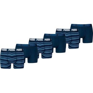 Puma Boxershorts Everyday Heritage Stripe - 6 pack Donkerblauwe heren boxers - Heren Ondergoed - Denim - Maat L