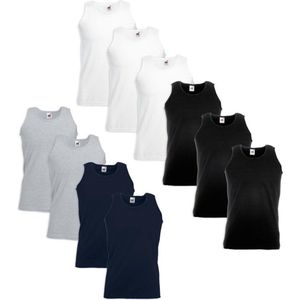 10 Fruit of the Loom Value Weight Tanktop katoen multikleur S