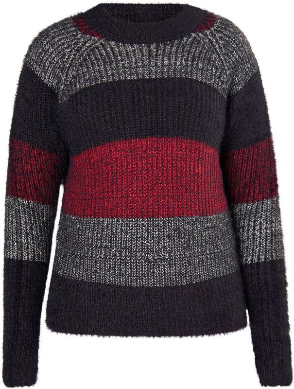 myMo - ROCKS - Gebreid Vest - Grijs Gemêleerd / Rood Gemêleerd / Zwart